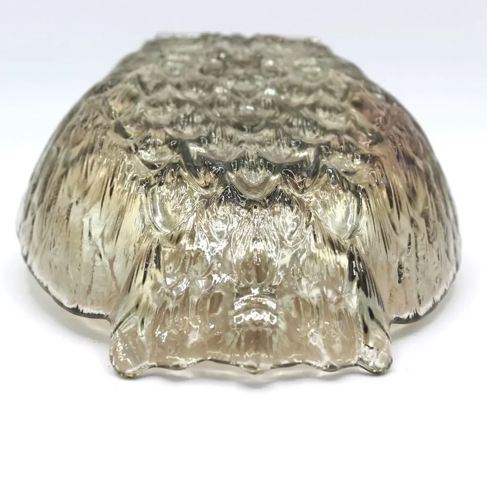 Vintage Glass Iridescent Opalescent Bronze Owl Shaped Candy Dish | Trinket Dish
